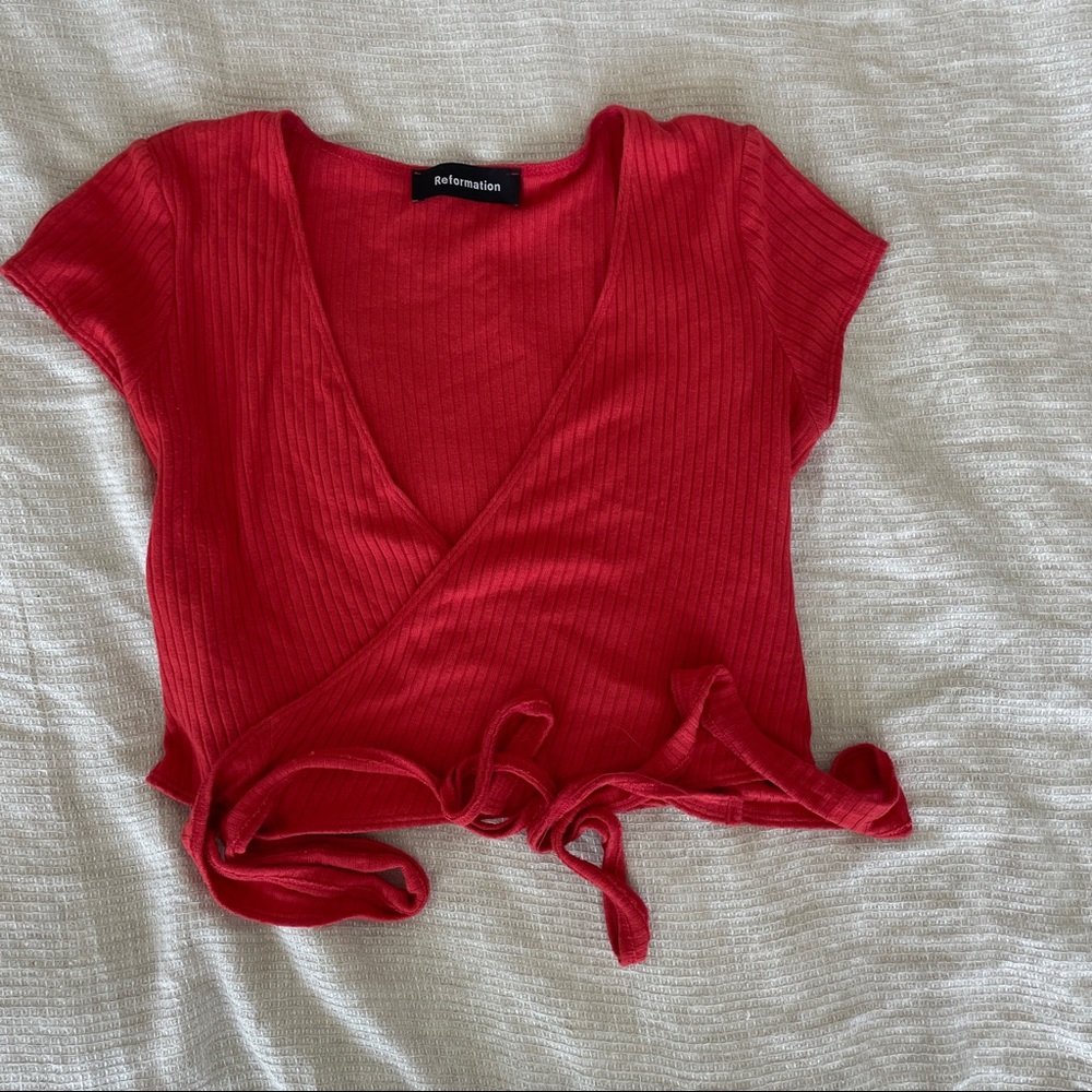 Reformation Red Wrap Top XS